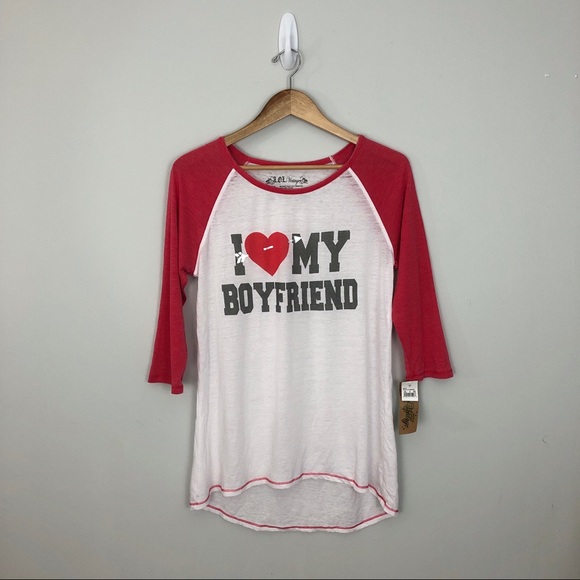 L.O.L. Vintage Tops - I ❤️ My Boyfriend Graphic Raglan T-Shirt